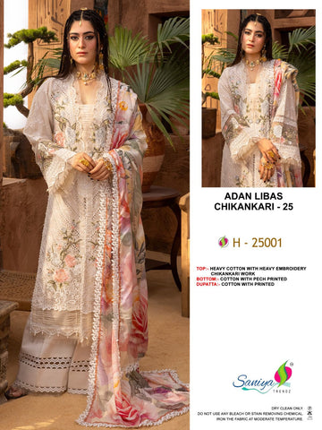 Saniya Trendz Adan Libas Chikankari Vol 25 Designer Suit D.No.H-25001