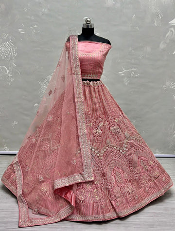 Flower Pattern Net Party Wear Lehenga Choli D.No 2472