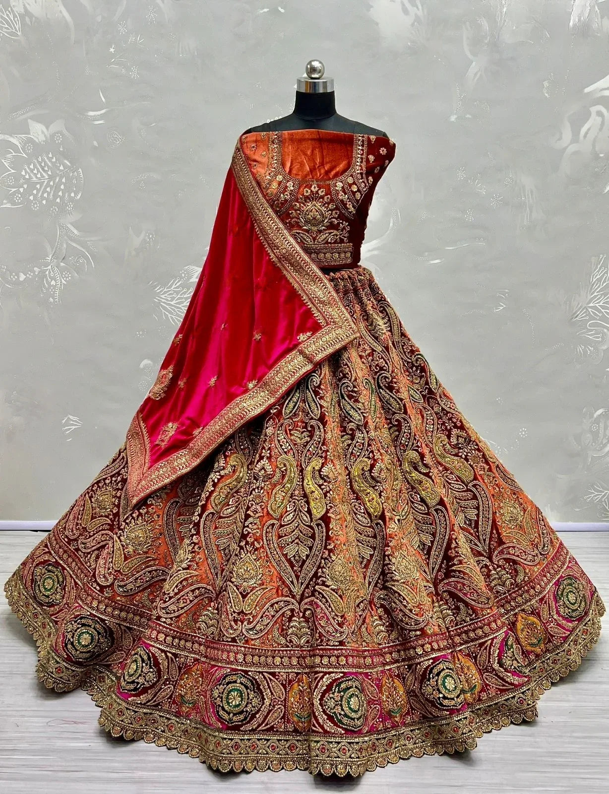 Exclusive Designer Bridal Velvet Lehenga D.No 2478