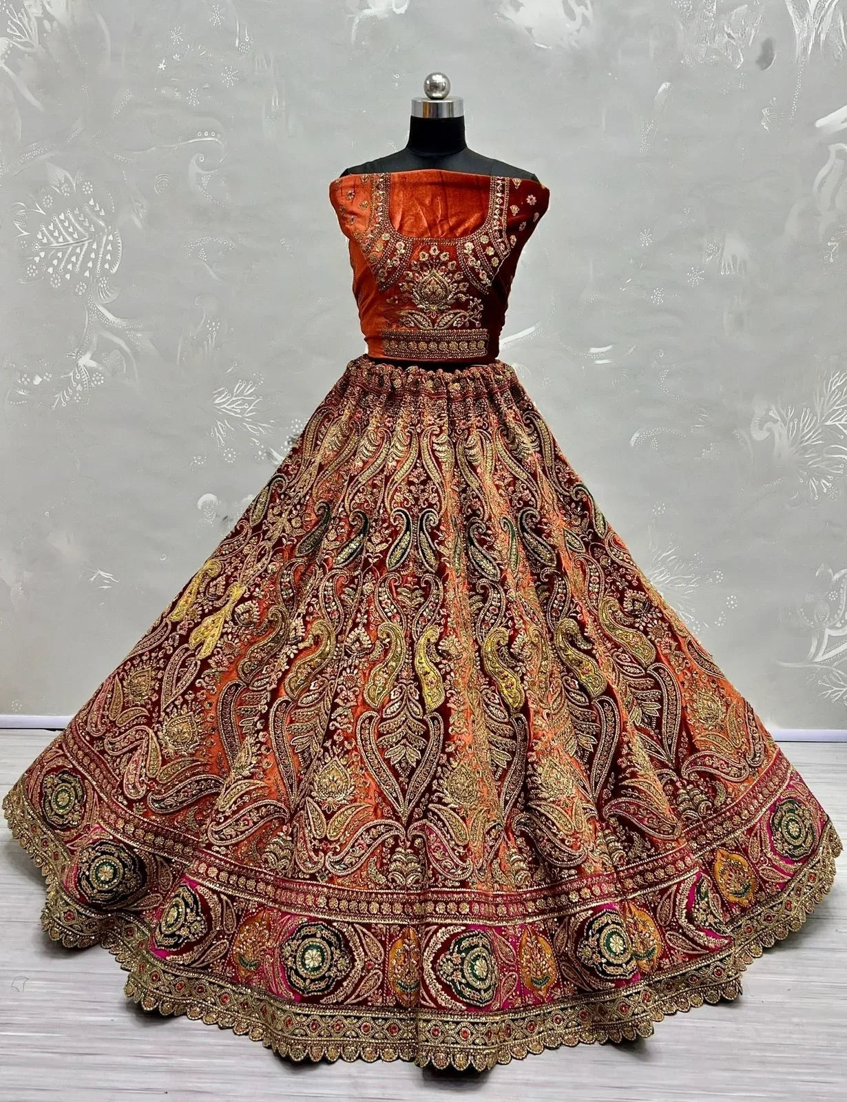 Exclusive Designer Bridal Velvet Lehenga D.No 2478