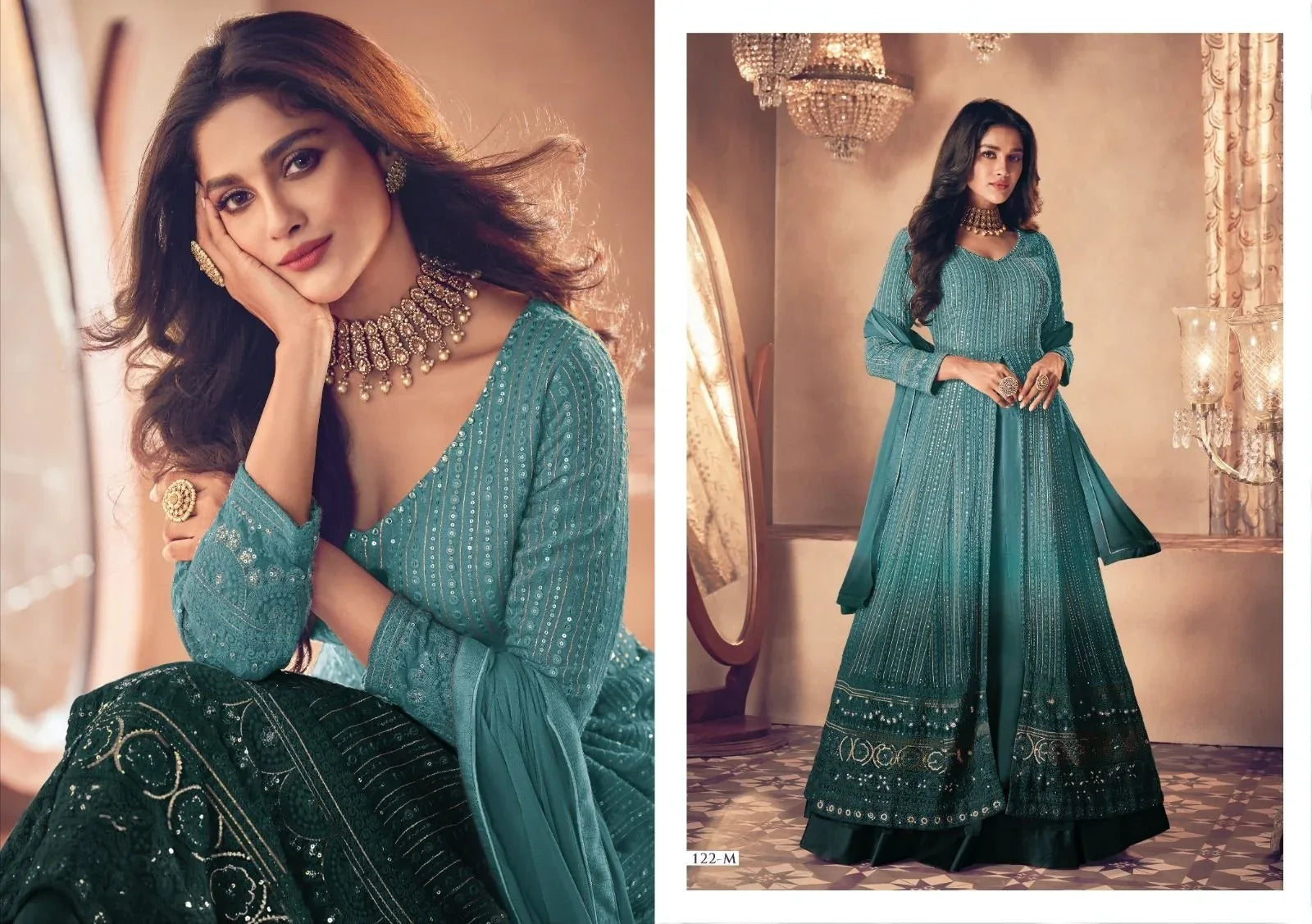 Sayuri Noor Gold Shaded Designer Georgette Salwar Suit D.No 122-M - Anant Exports