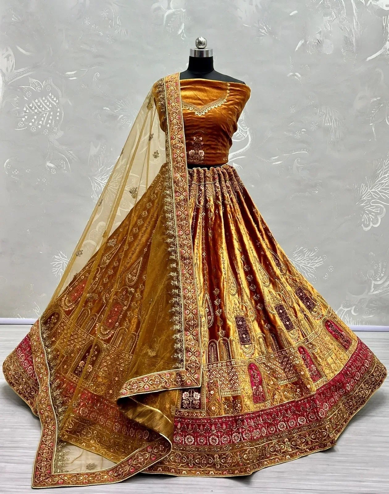 Bridal Velvet Embroidered Lehenga Choli D.No 2491-C - Anant Exports