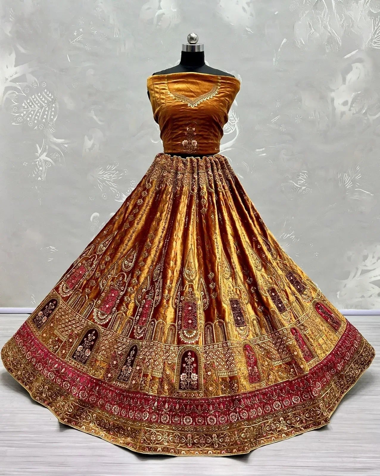 Bridal Velvet Embroidered Lehenga Choli D.No 2491-C - Anant Exports