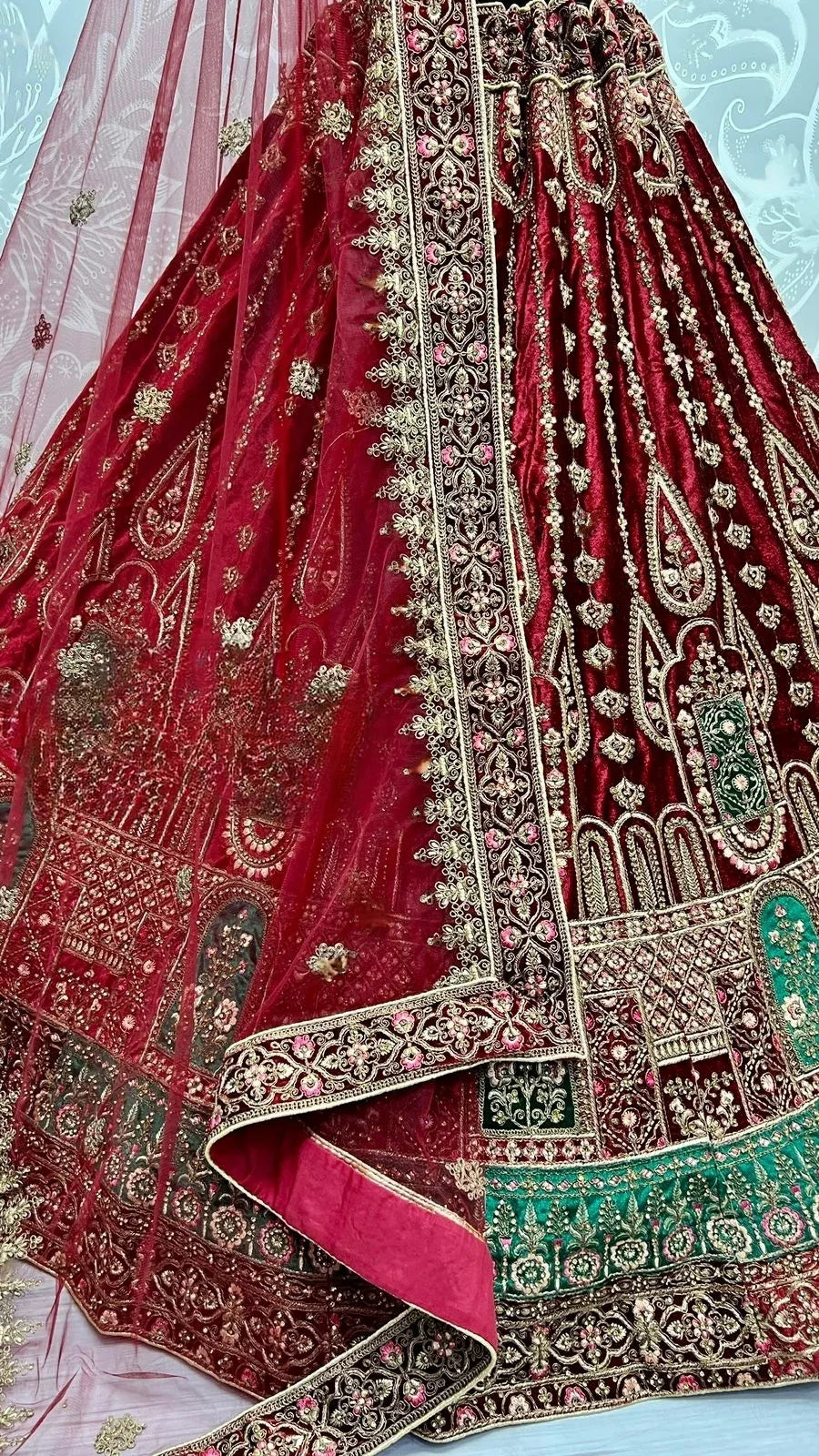 Bridal Velvet Embroidered Lehenga Choli D.No 2491-A - Anant Exports