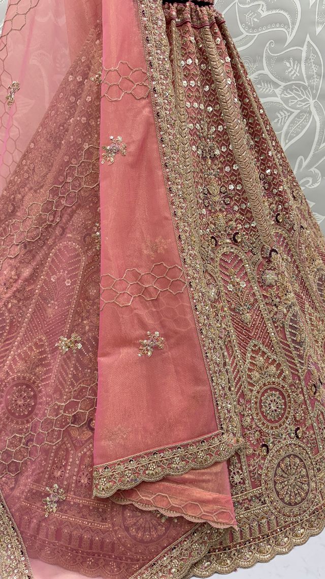 Pyazi Pure Soft Heavy Net Sequins Embroidery Work Bridal Lehenga