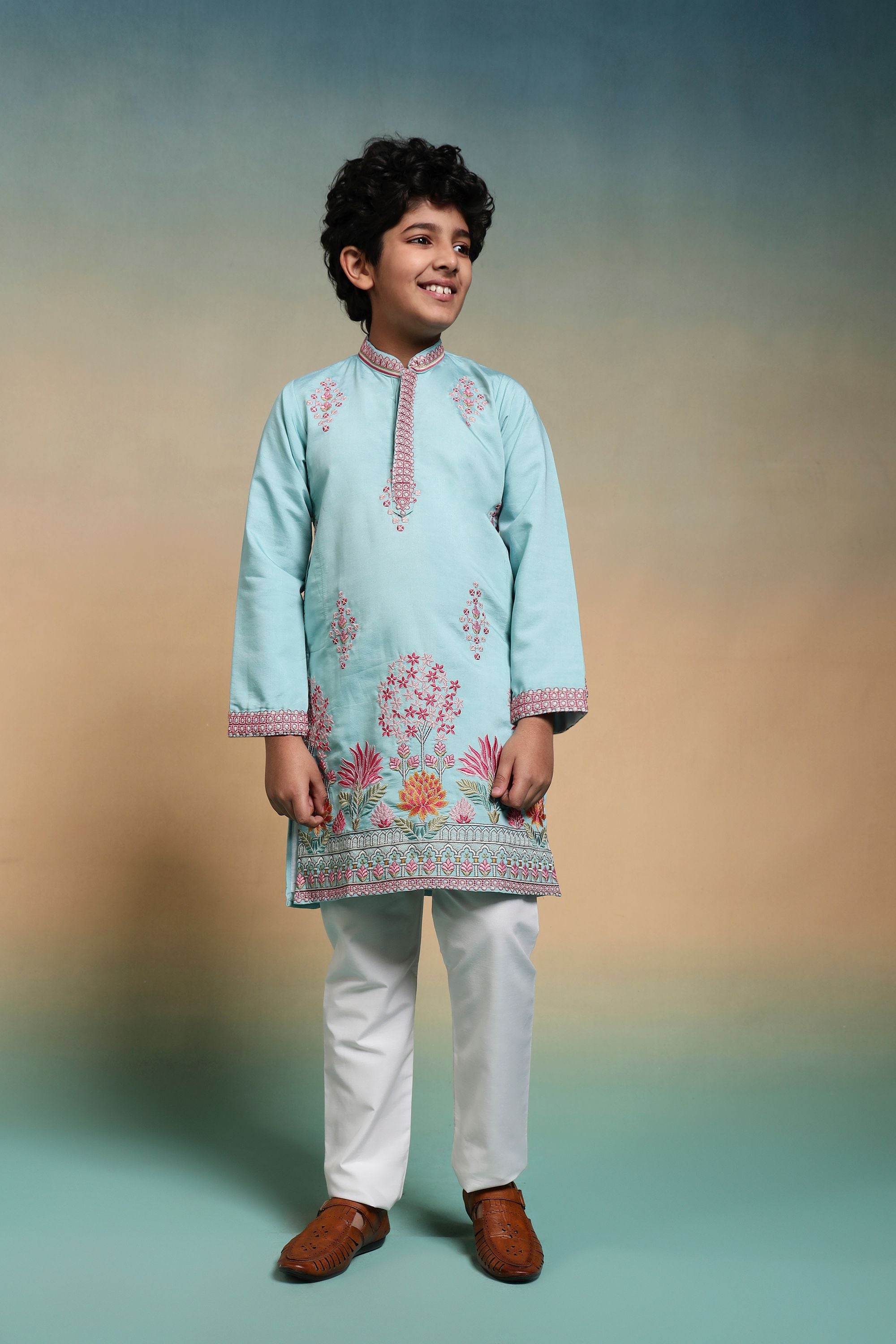 Sky Pure Viscose Silk Kids Boy Kurta Pajama
