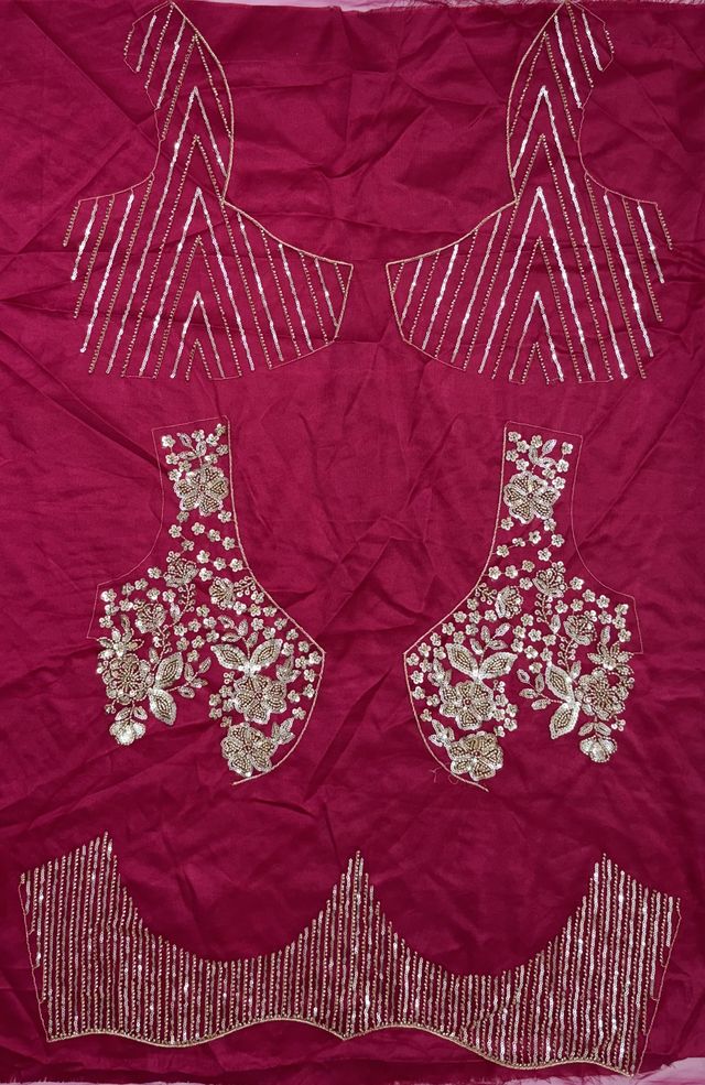 Rani Pure Heavy Net Motif Handwork Zari Sequins Work Bridal Lehenga Choli