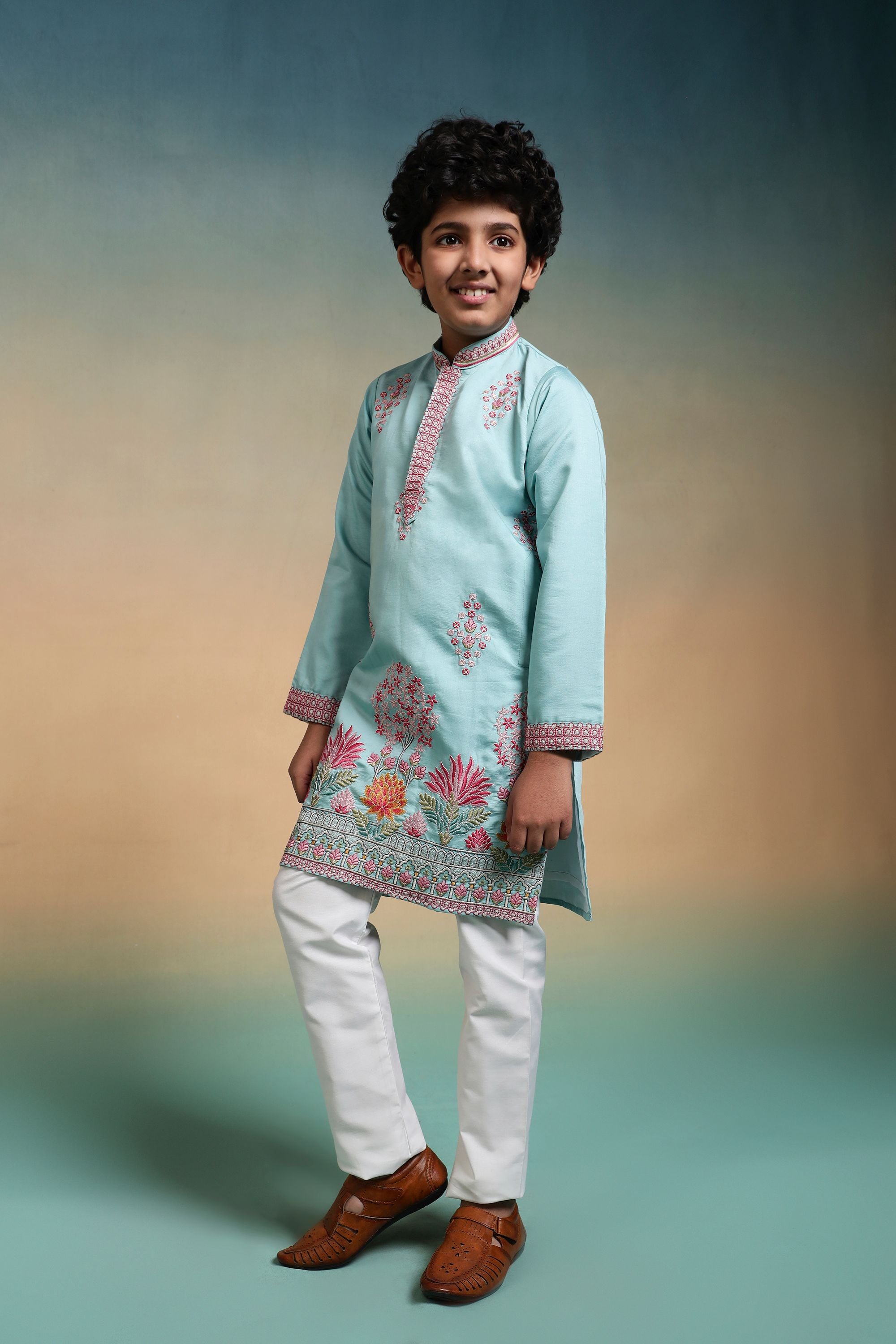 Sky Pure Viscose Silk Kids Boy Kurta Pajama