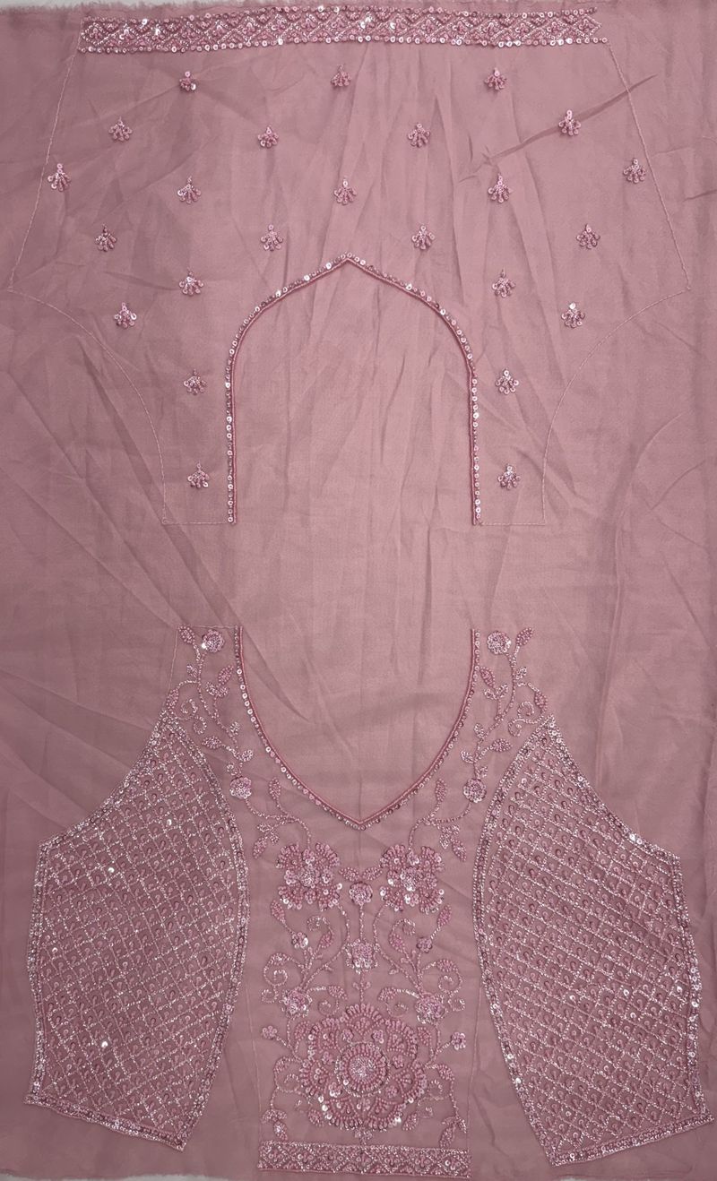 Pink Pure Heavy Net Motif Handwork Zari Sequins Work Bridal Lehenga Choli