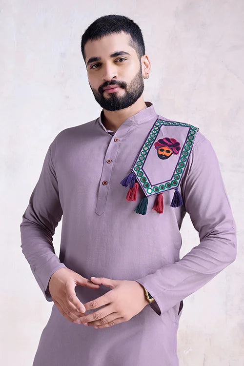 Dusty Purple Color Formal Look for Mens Kurta