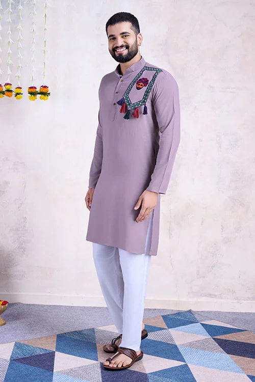 Dusty Purple Color Formal Look for Mens Kurta