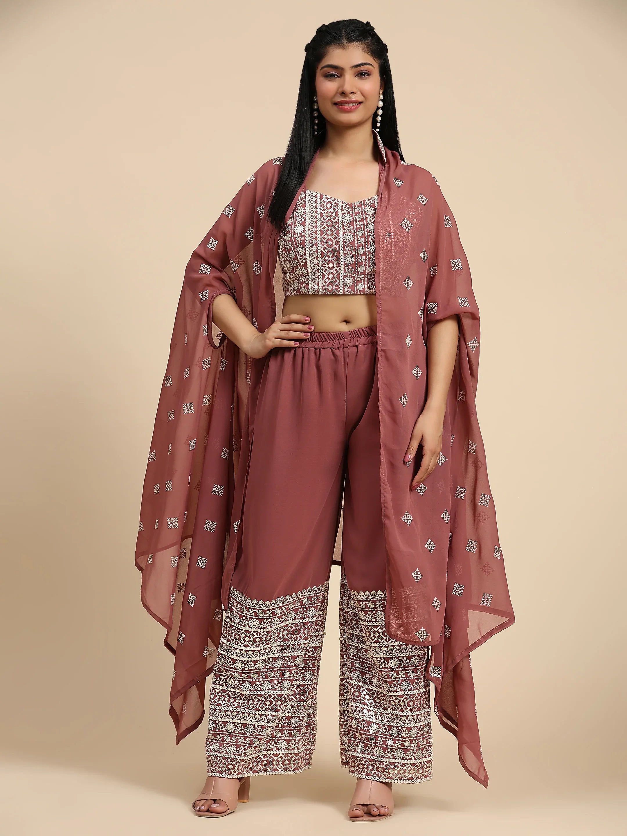 Beautiful Designer Occasion Wear Western Style Plazzo Suit