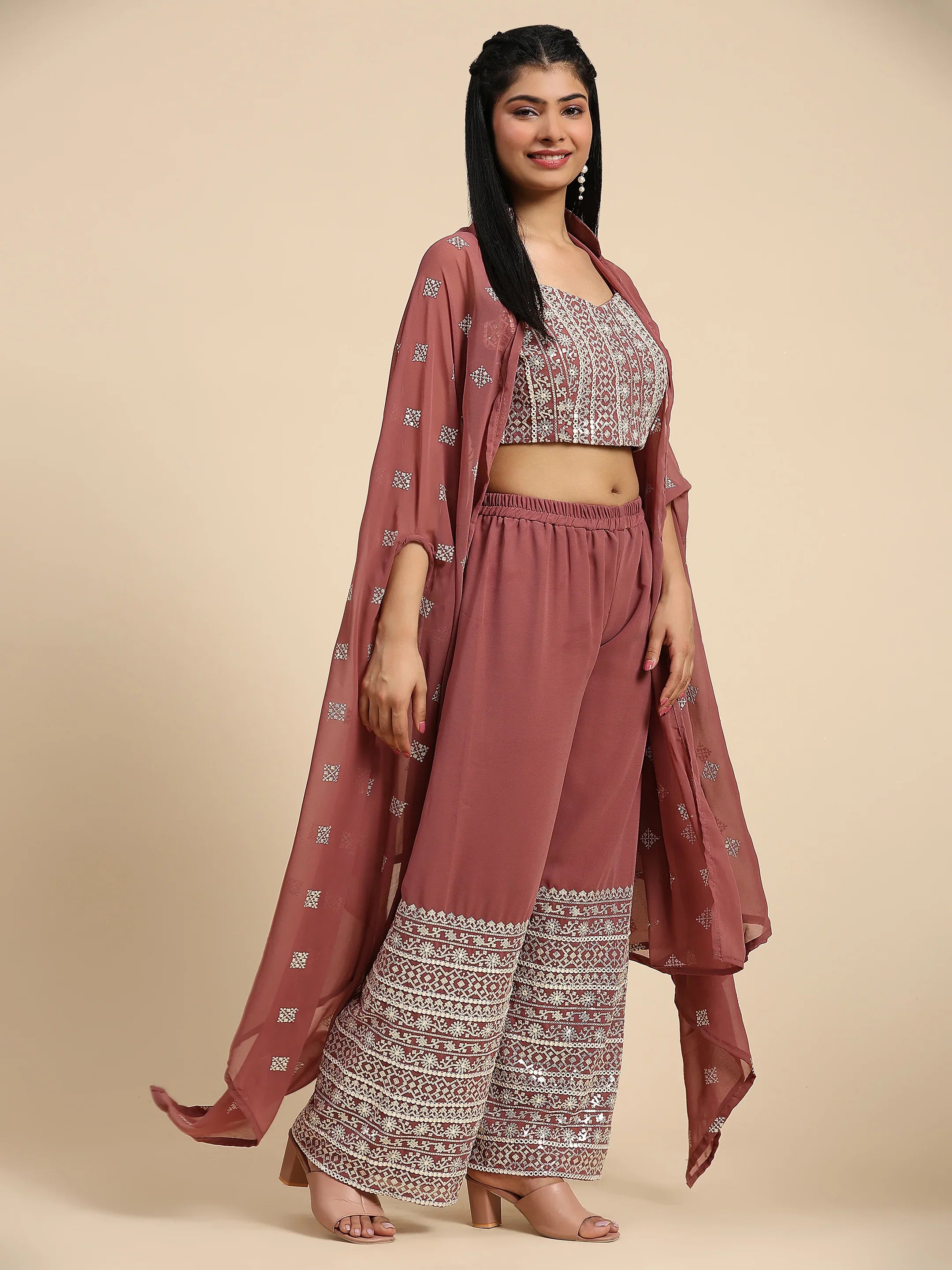 Beautiful Designer Occasion Wear Western Style Plazzo Suit