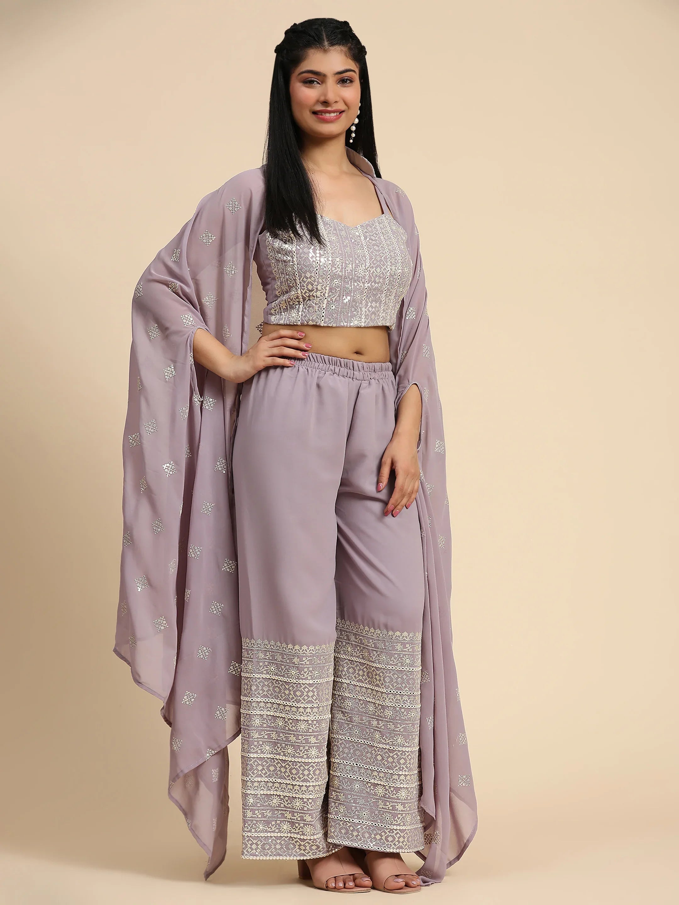 Beautiful Designer Occasion Wear Western Style Plazzo Suit