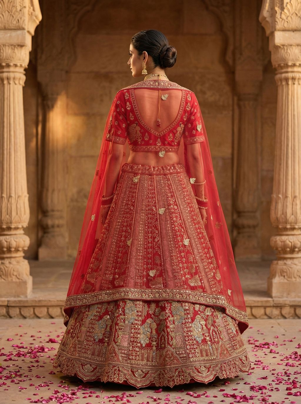 Pink Pure Soft Silk Heavy Embroidery Work Bridal Lehenga