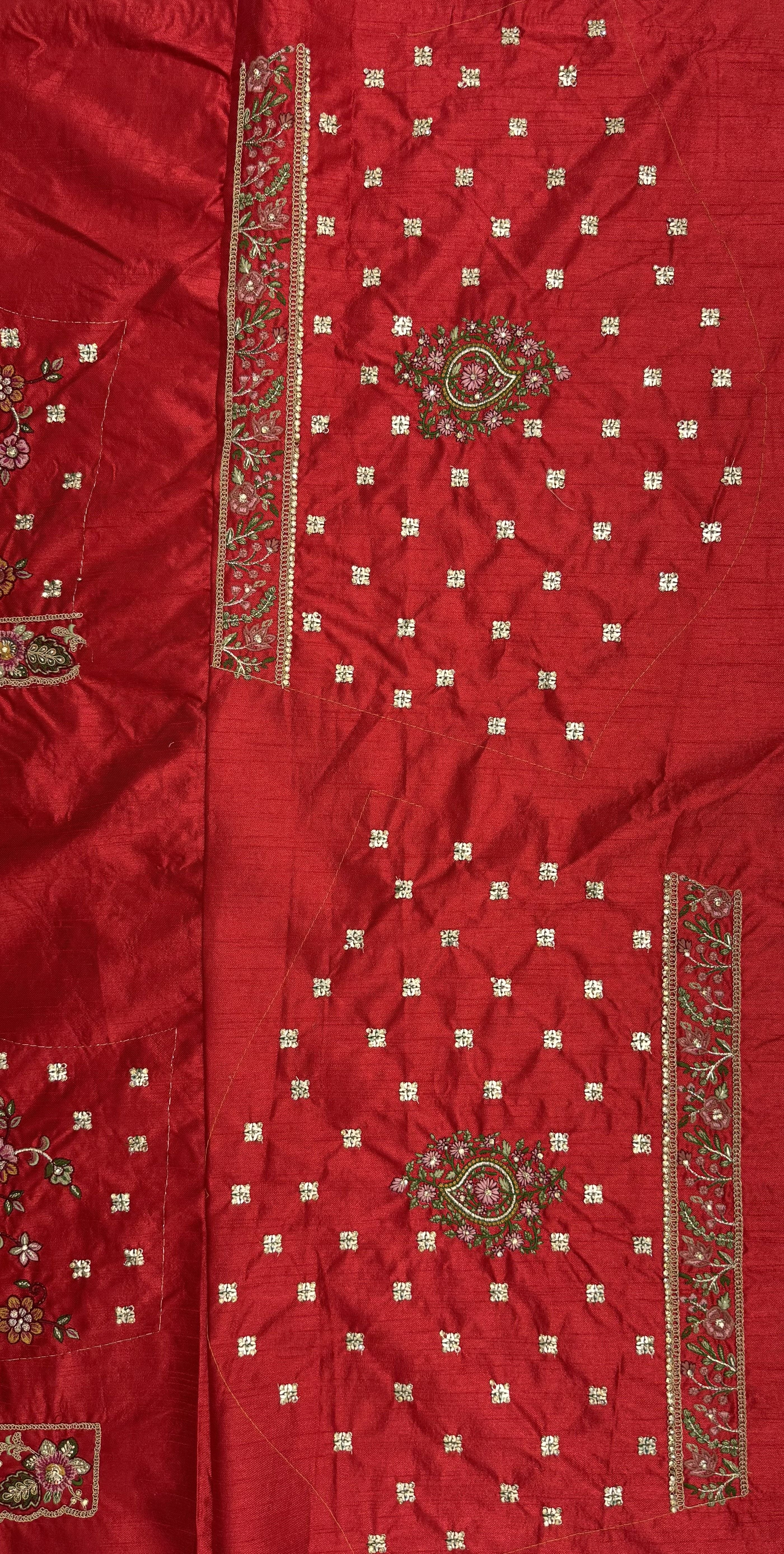 Red Pure Soft Gadhwal Silk Heavy Embroidery Work Bridal Lehenga Choli