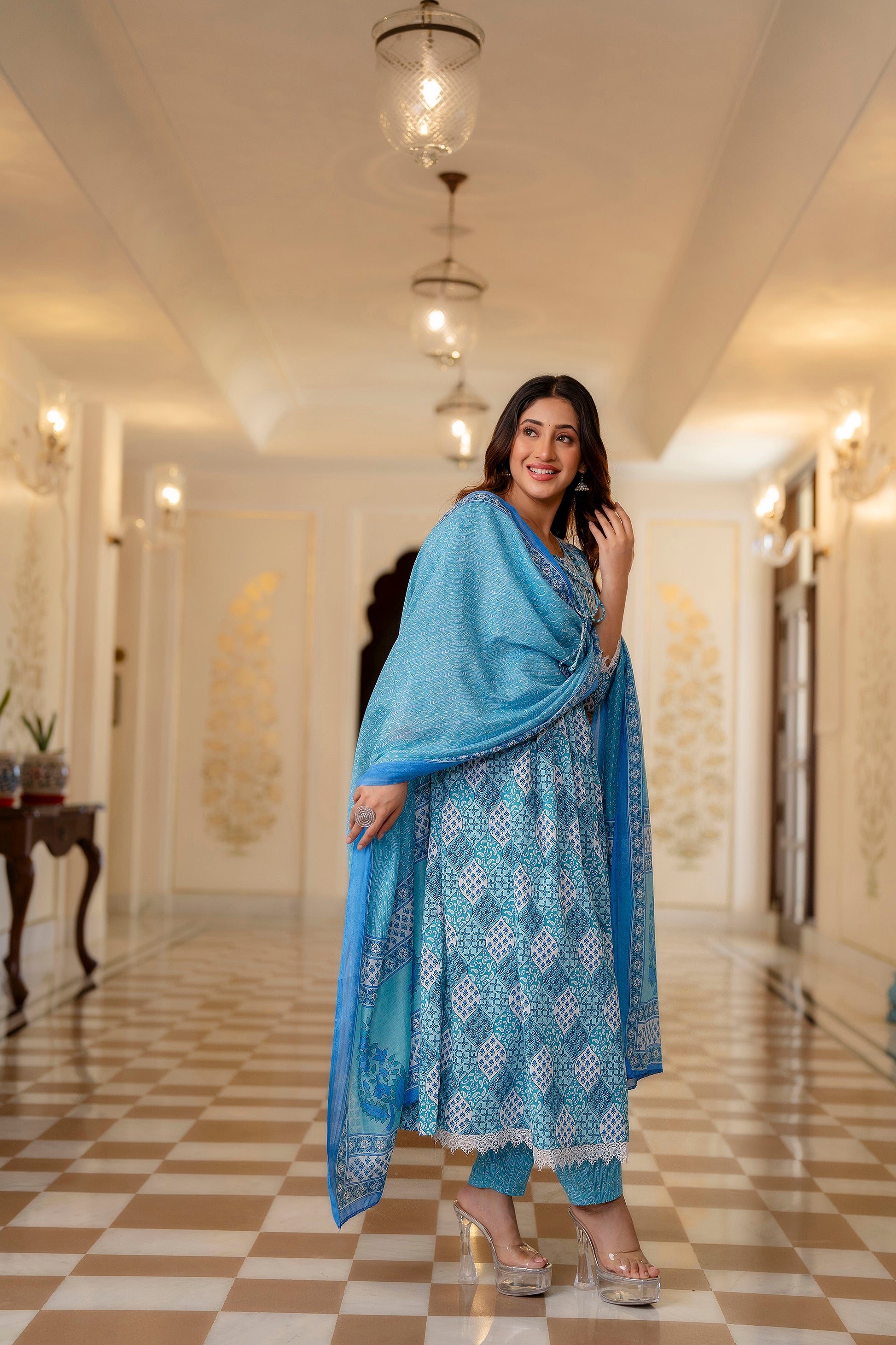 Elegant Blue Viscose Blend Embroidered Kurti for Festive Occasions