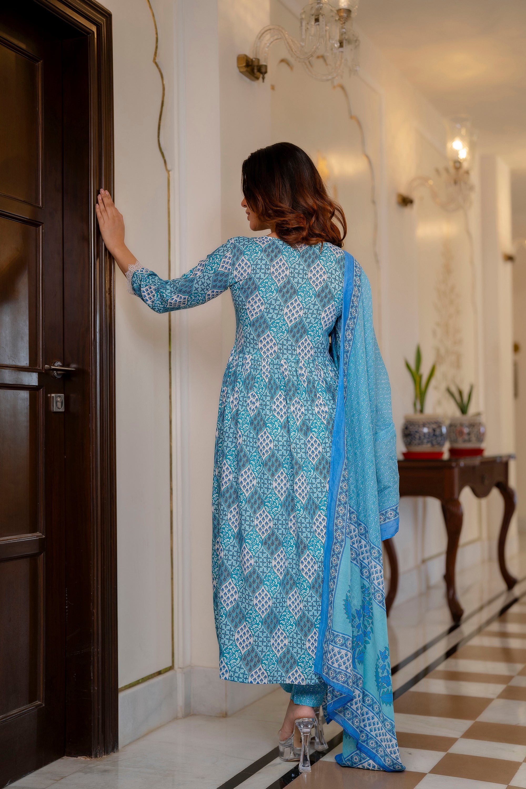 Elegant Blue Viscose Blend Embroidered Kurti for Festive Occasions