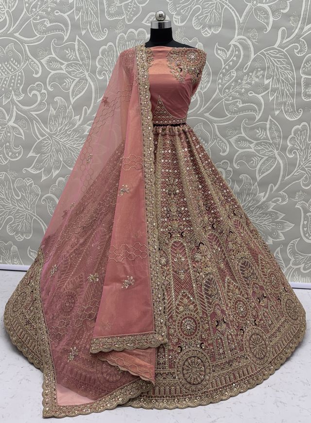 Pyazi Pure Soft Heavy Net Sequins Embroidery Work Bridal Lehenga