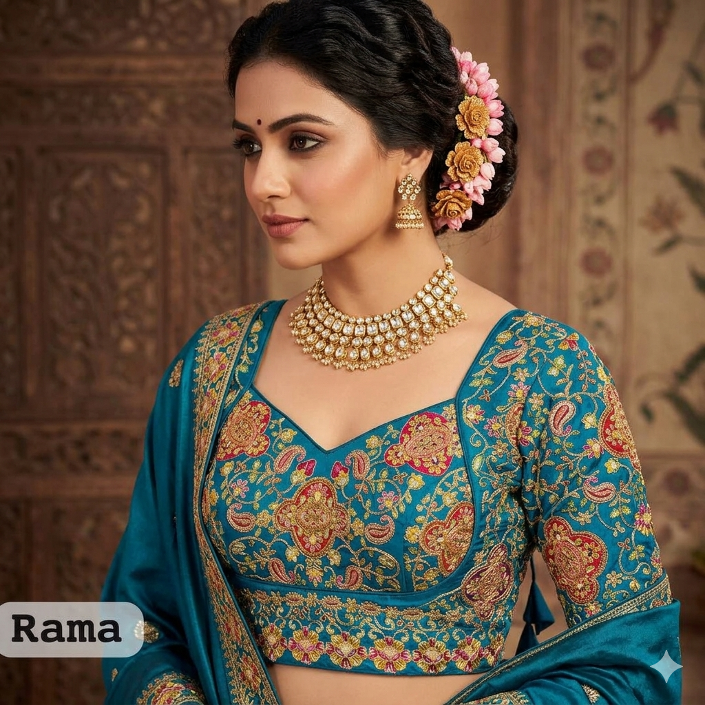 Rama Pure Heavy Natural Crape Madhubala Style Bridal Blouse