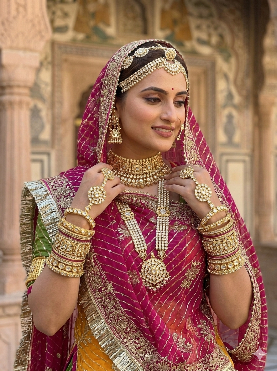 Multi Pure Georgette Lehariya Chunni Rajasthani Chaniya Choli