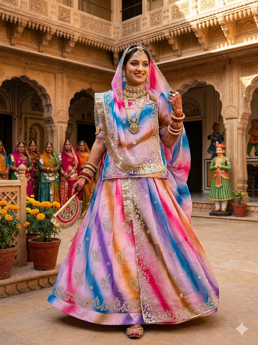 Pink Pure Soft Kota Doriya Gotta Patti Rajasthani Rajputi Lehenga Choli