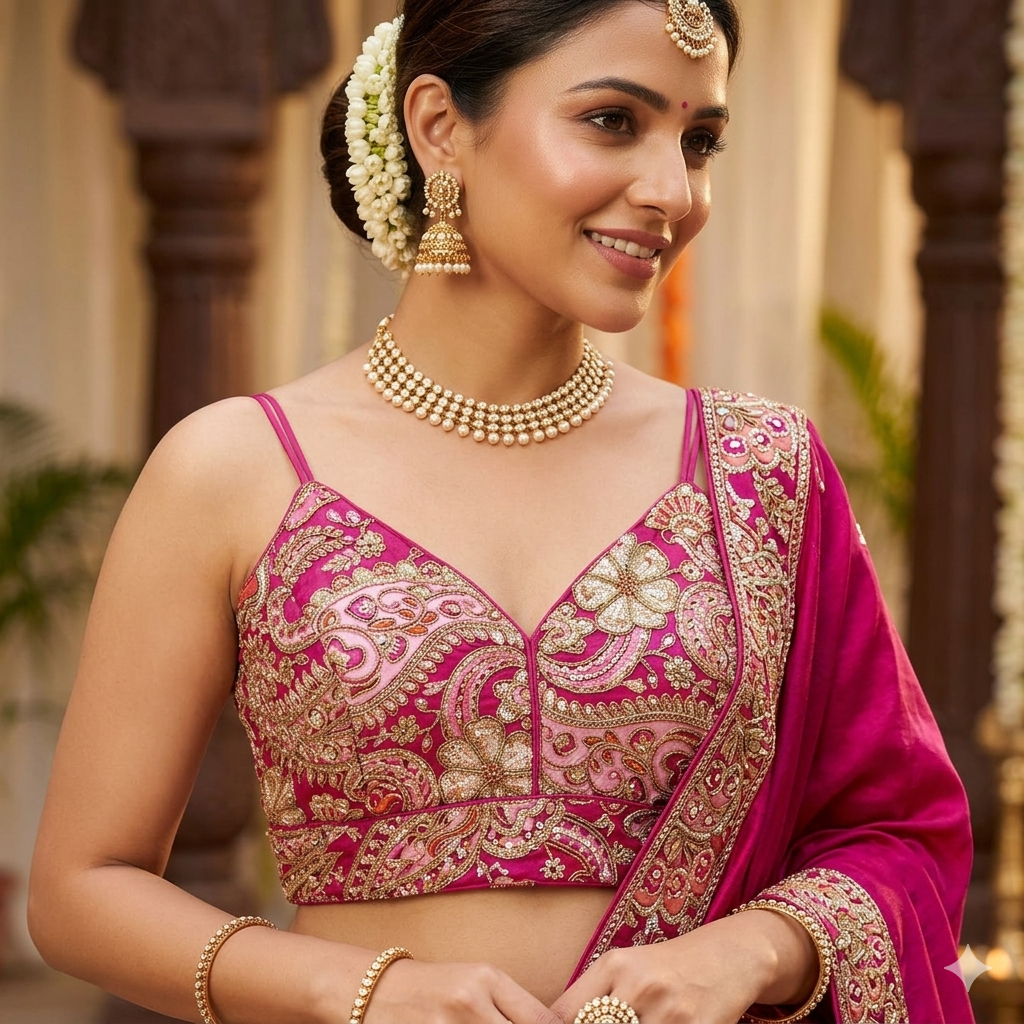 Rani Pure Heavy Pure Viscose Crape Silk Sleeves Less Blouse