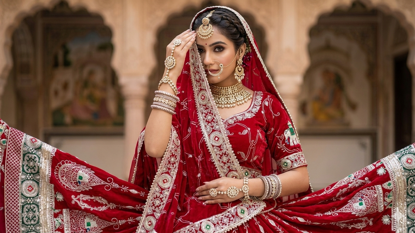 Rani Pink Pure Georgette Lahariya Print 05 Mte Flair With Gotta Patti Rajasthani Rajputi Lehenga Choli
