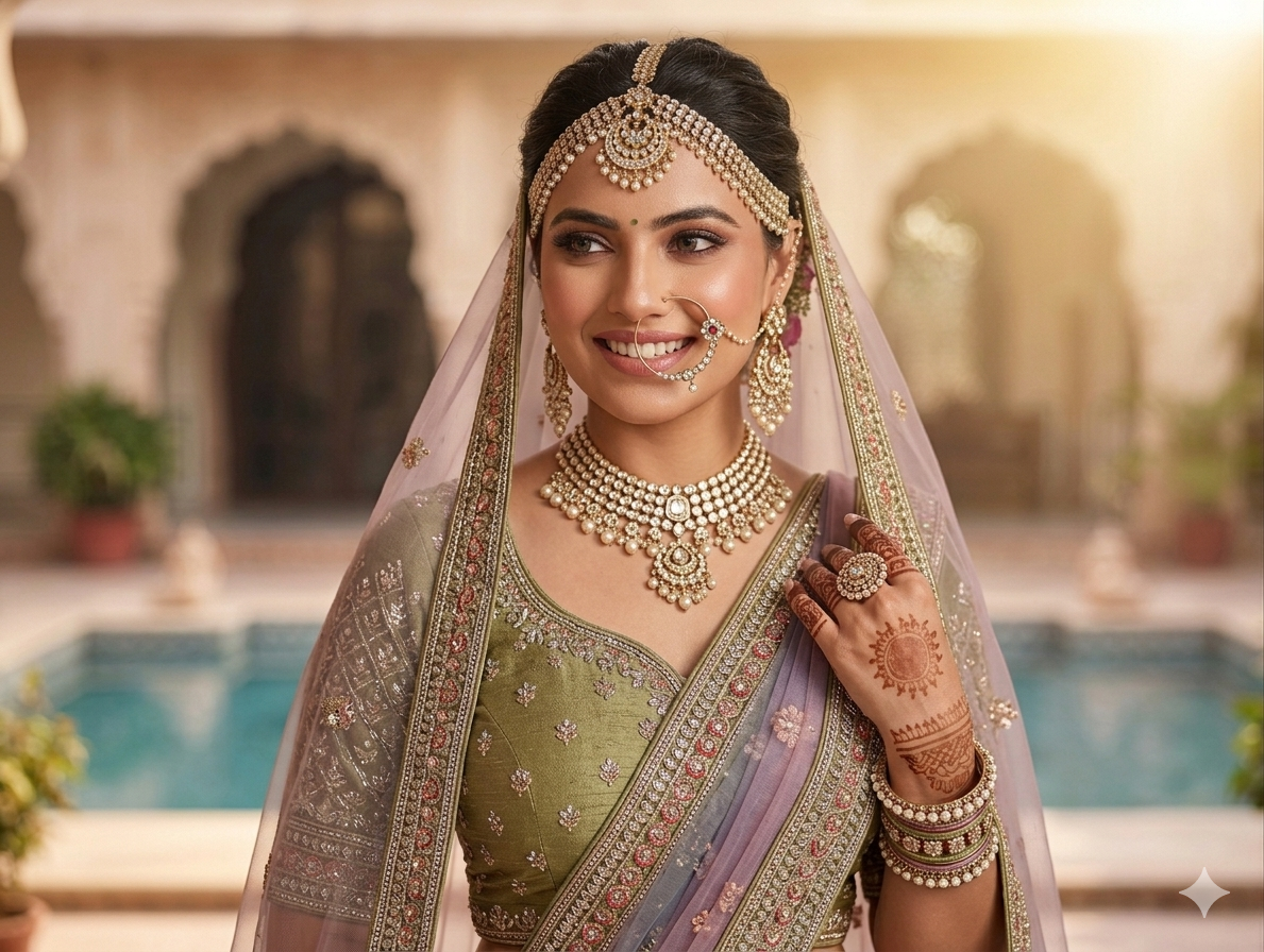 Mehandi Pure Soft Velvet Heavy Embroidery Patch Work Bridal Lehenga Choli