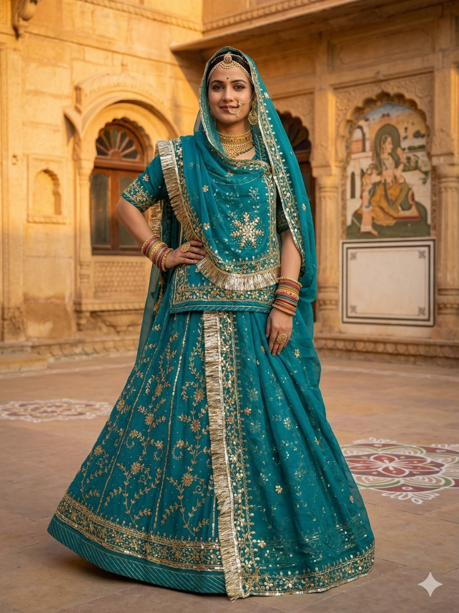 Rama Pure Soft Georgette Gotta Patti Rajasthani Rajputi Lehenga Choli