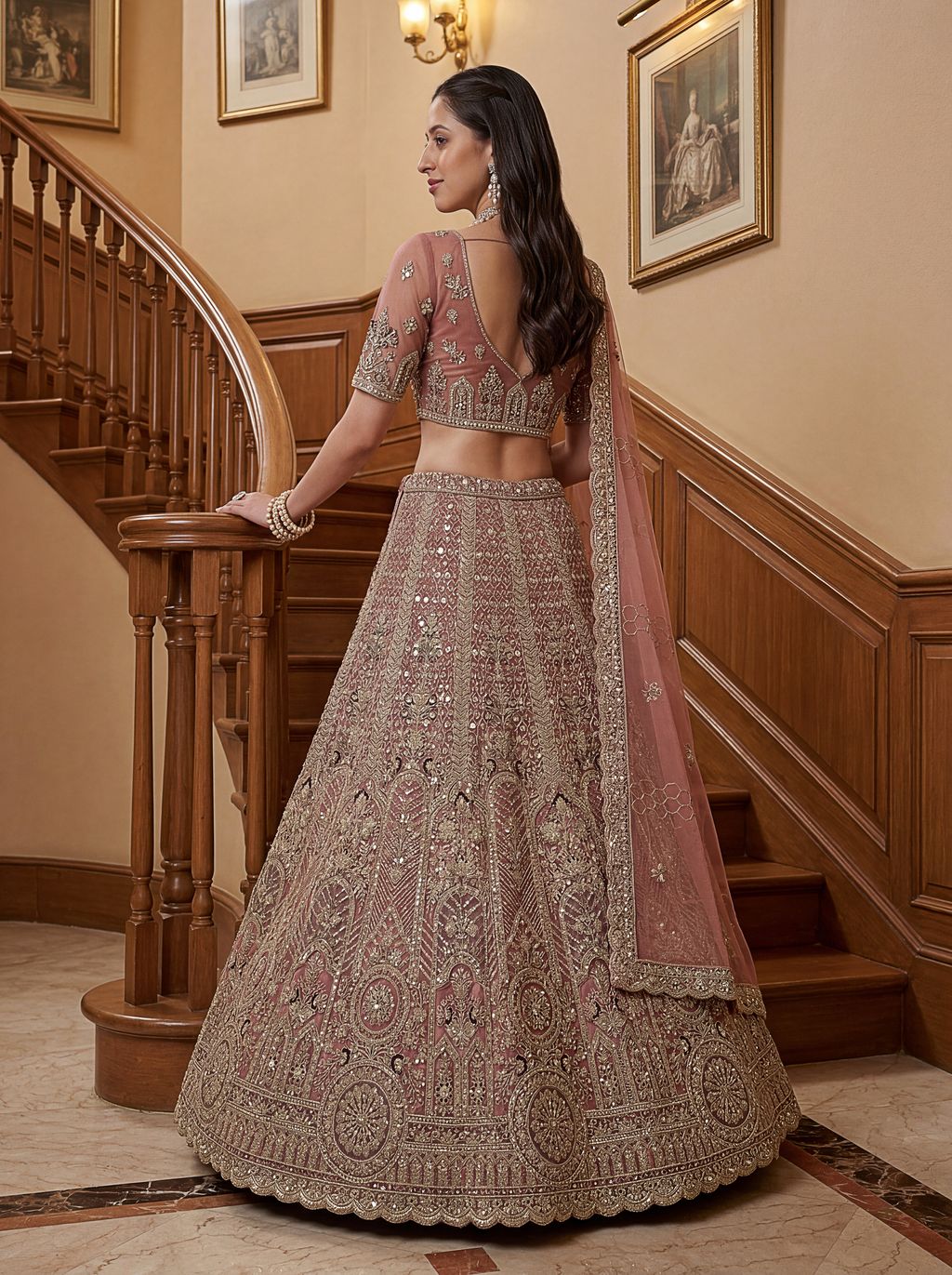 Pyazi Pure Soft Heavy Net Sequins Embroidery Work Bridal Lehenga