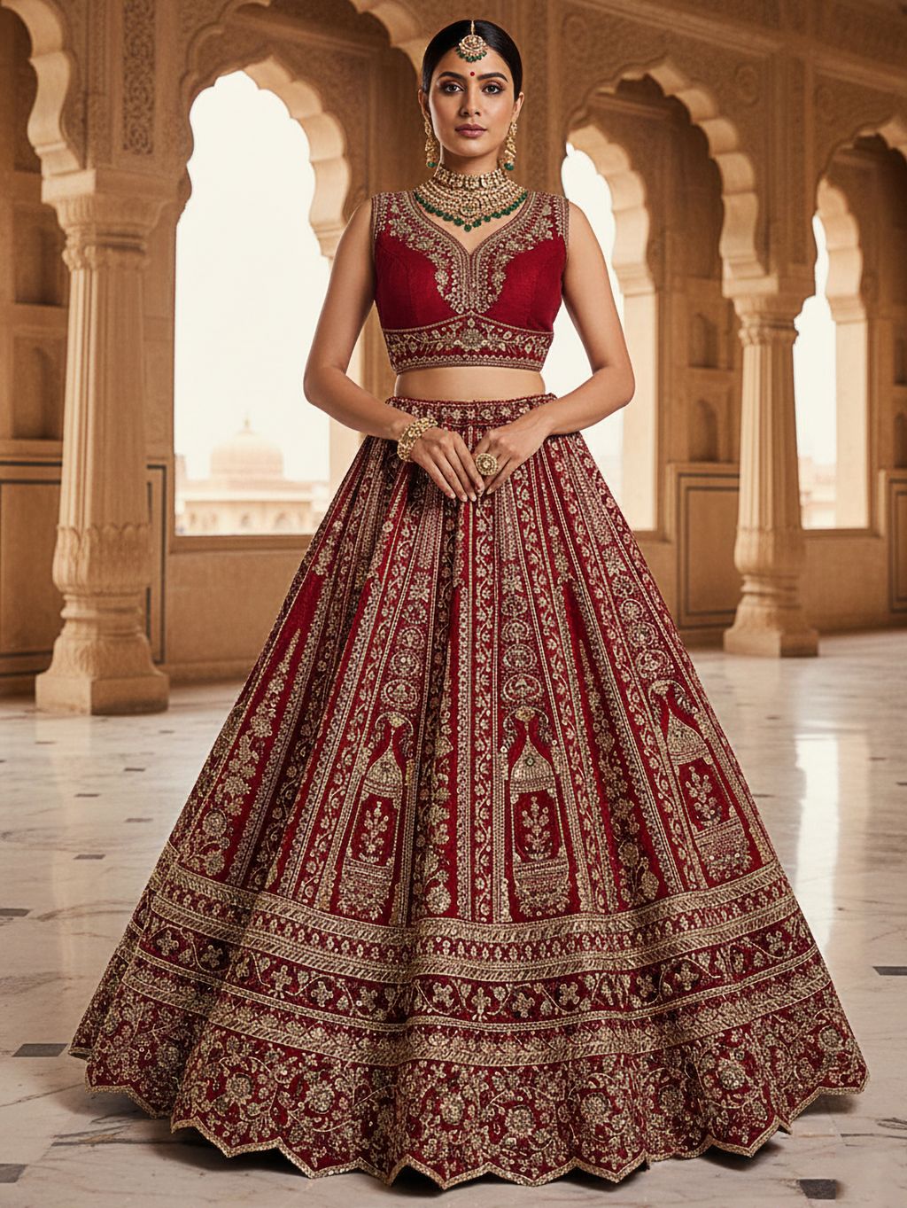 Red Pure Soft Silk Premium Bridal Lehenga Choli Wedding Lehenga Choli Anant Tex Exports Pvt.Ltd..