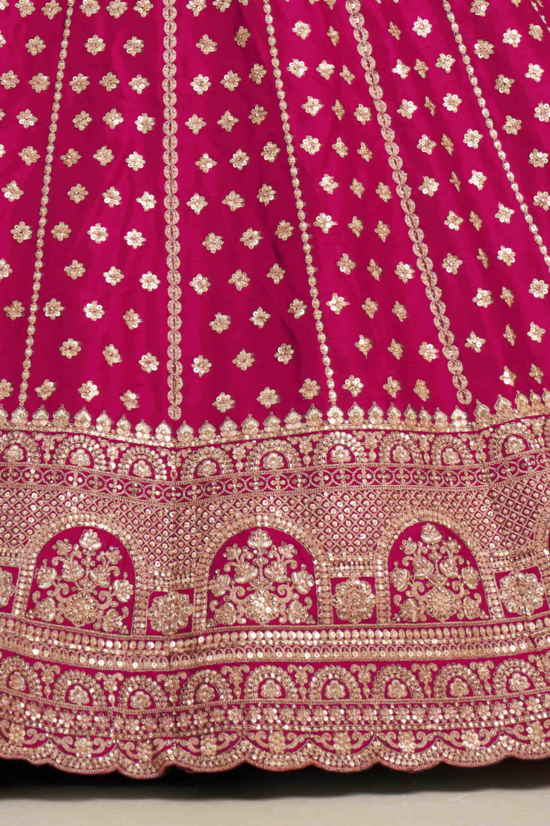 Rani Pink Silk Lehenga Choli with Heavy Zari Embroidery