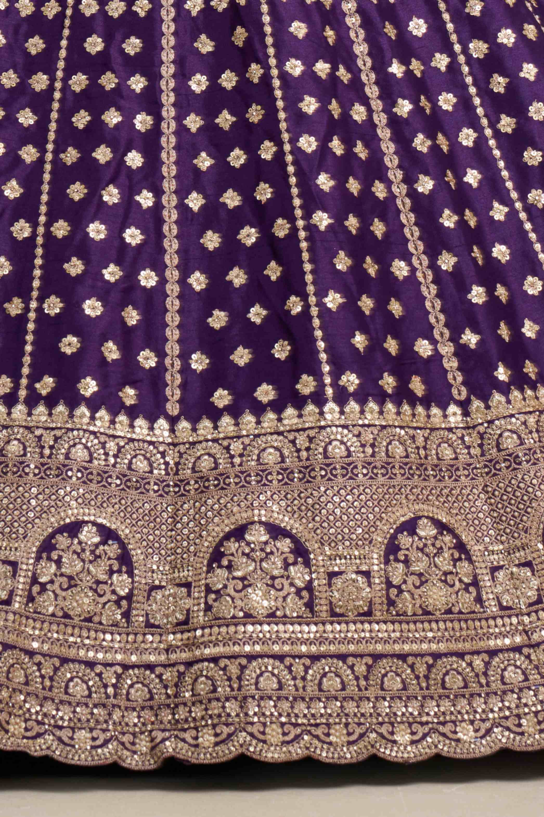 Royal Purple Silk Lehenga Choli with Heavy Zari Embroidery