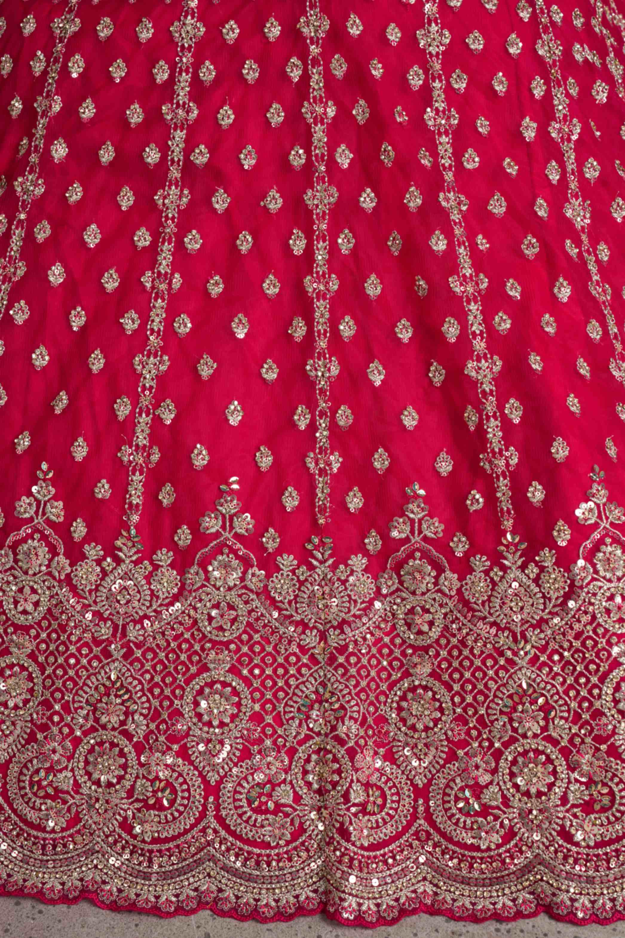 Rani Pink Net Lehenga Choli with Heavy Embroidery Work