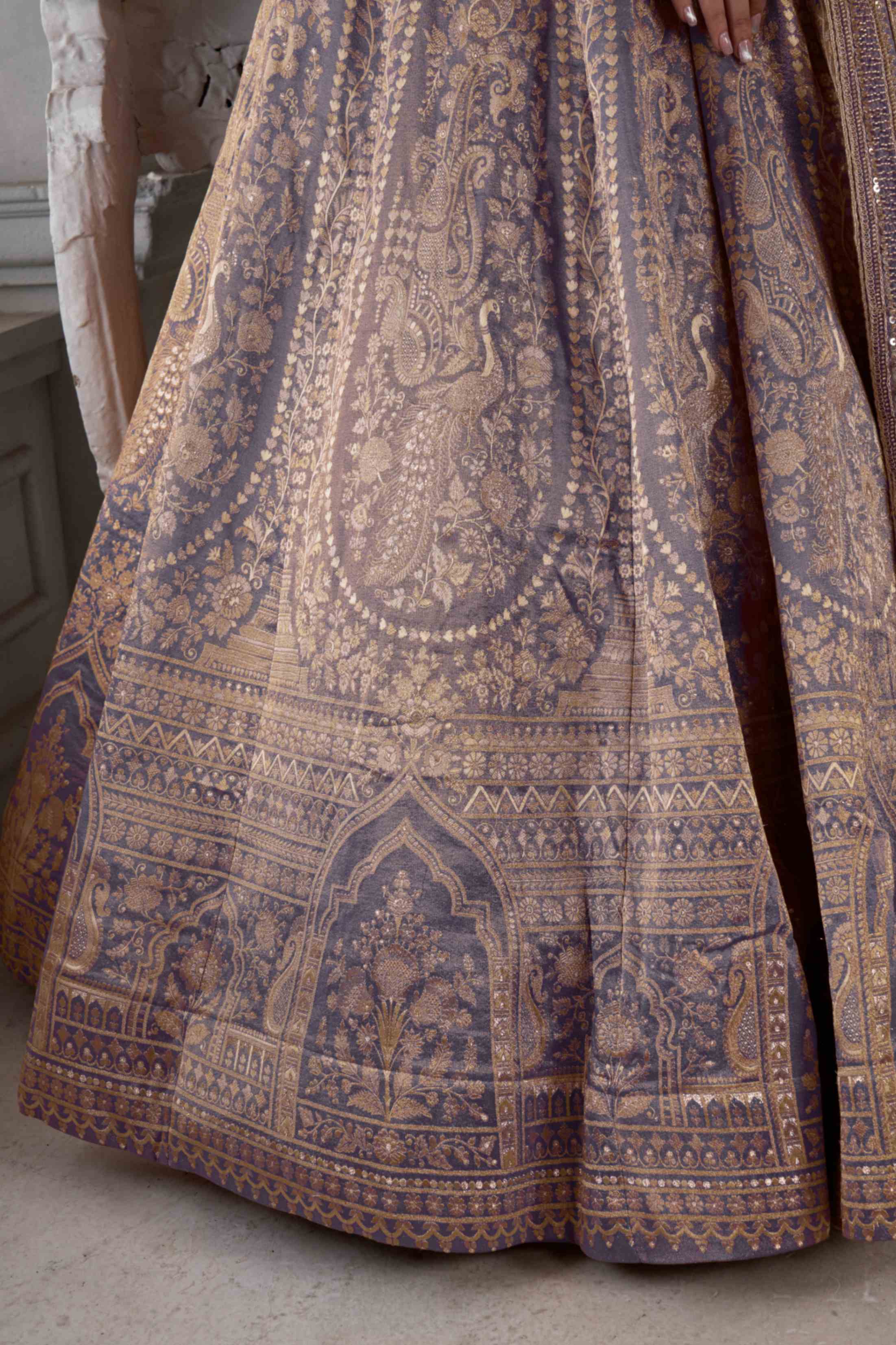 Lavender Purple Kanjivaram Tissue Lehenga Choli with Tissue Dupatta