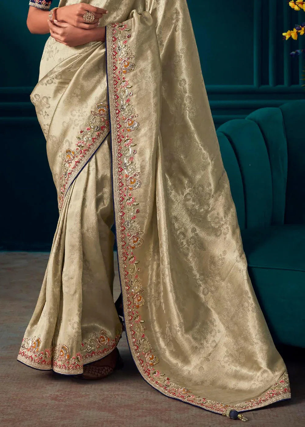 Beautiful Designer Rodeo Dust Banarasi Kanjivaram Wedding Saree