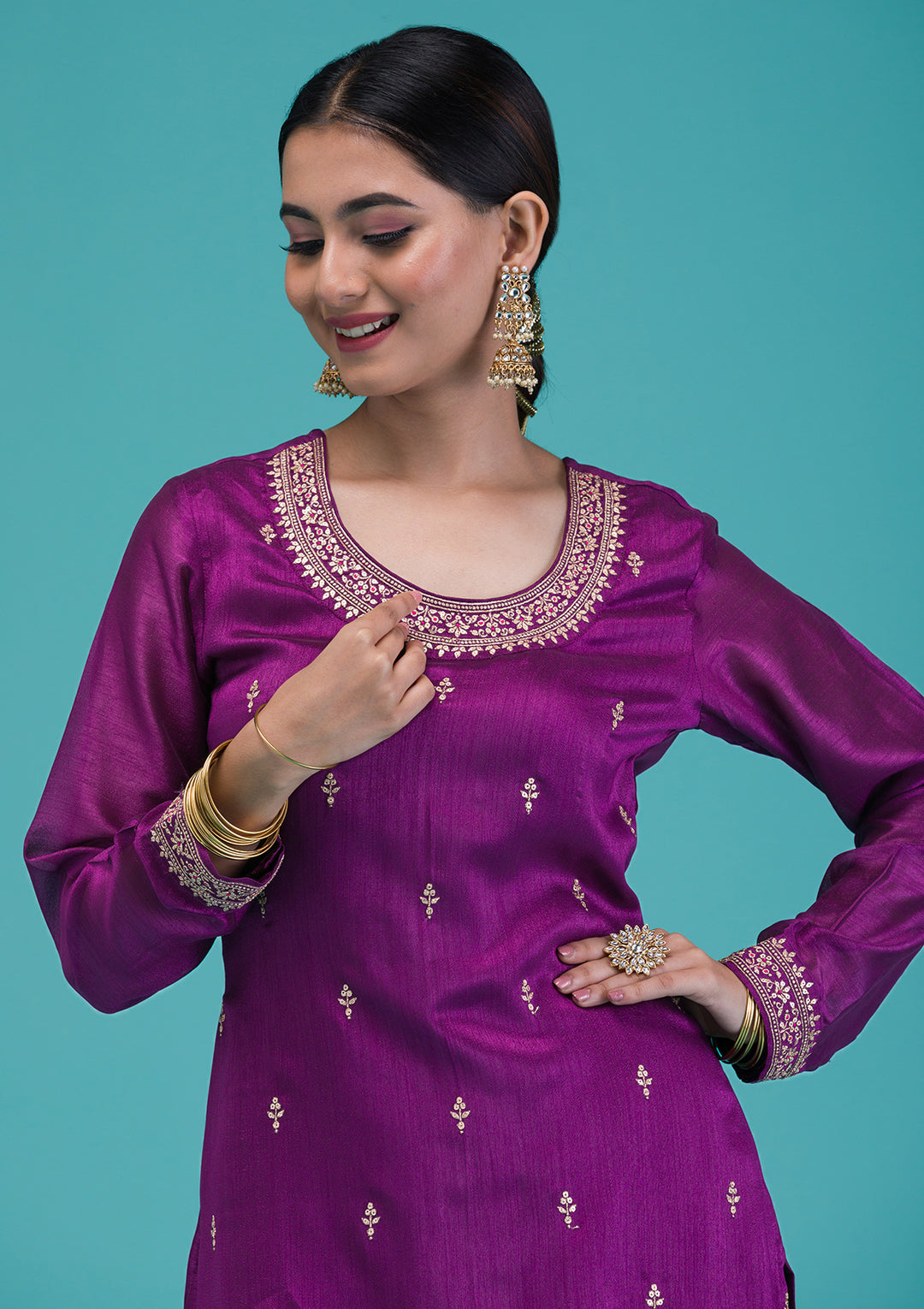 Elegant party wear purple sharara suit for women