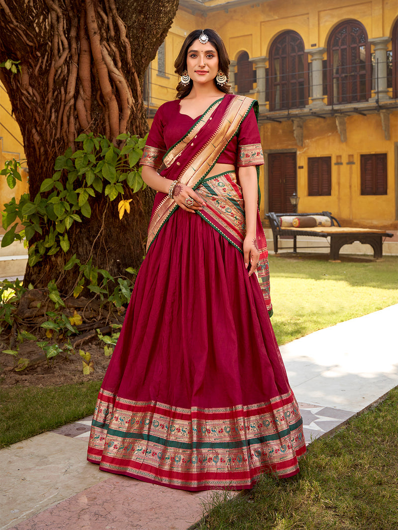 Magenta Pink color Chanderi Ghaghra Choli
