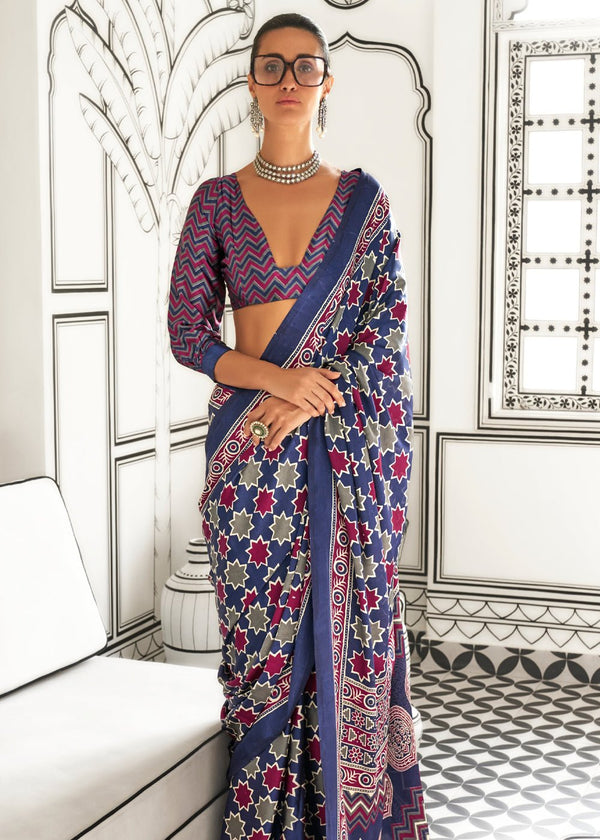 Ajrakh Saree
