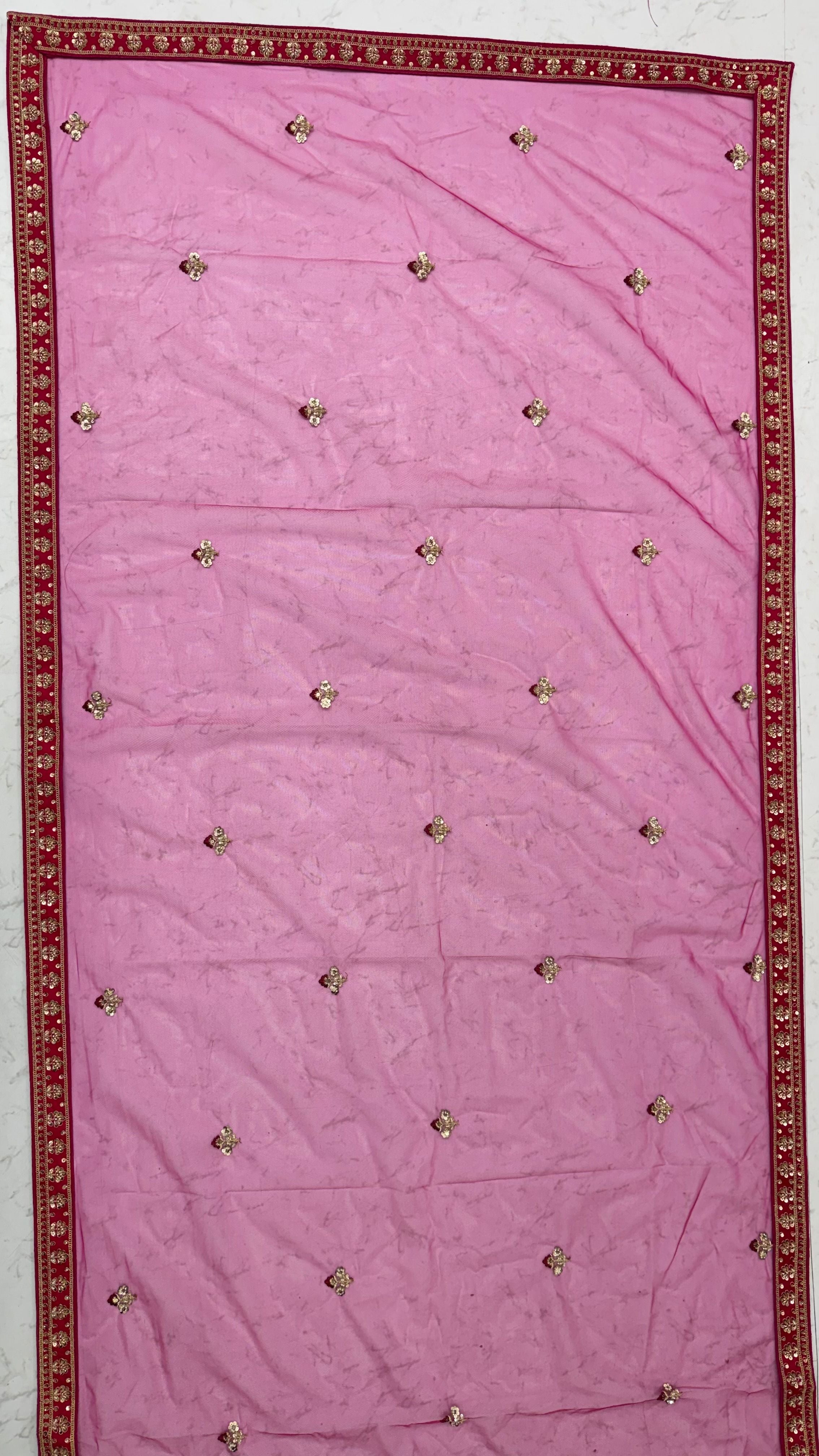 Rani Pink Pure Gadhwal Silk Khatali Handwork Sequins & Crystal Bridal Lehenga Choli