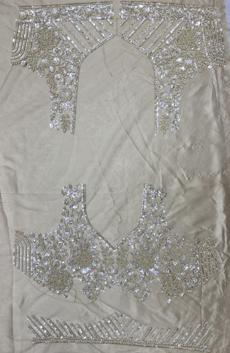Beige Pure Soft Net Heavy Embroidery Work Bridal Lehenga