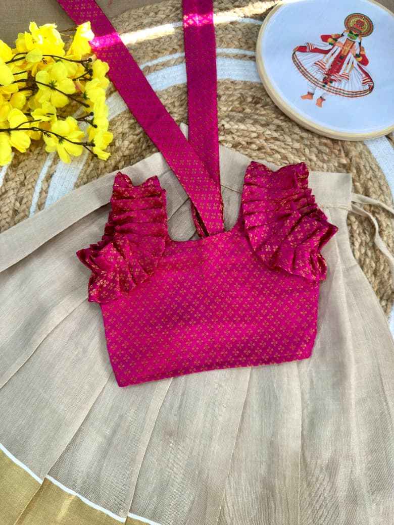Kerala Tissue Silk Kids Lehenga Choli