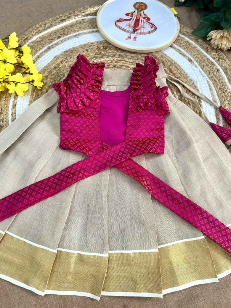 Kerala Tissue Silk Kids Lehenga Choli