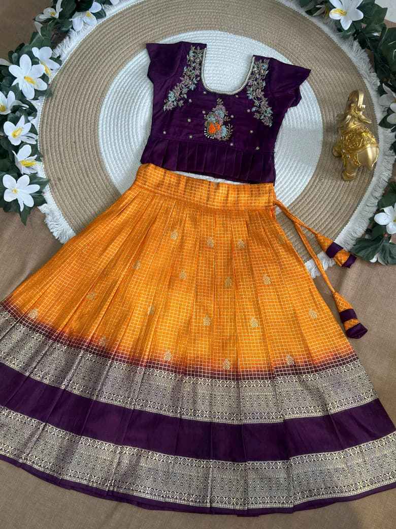 Purple Orange Girls Lehenga Choli