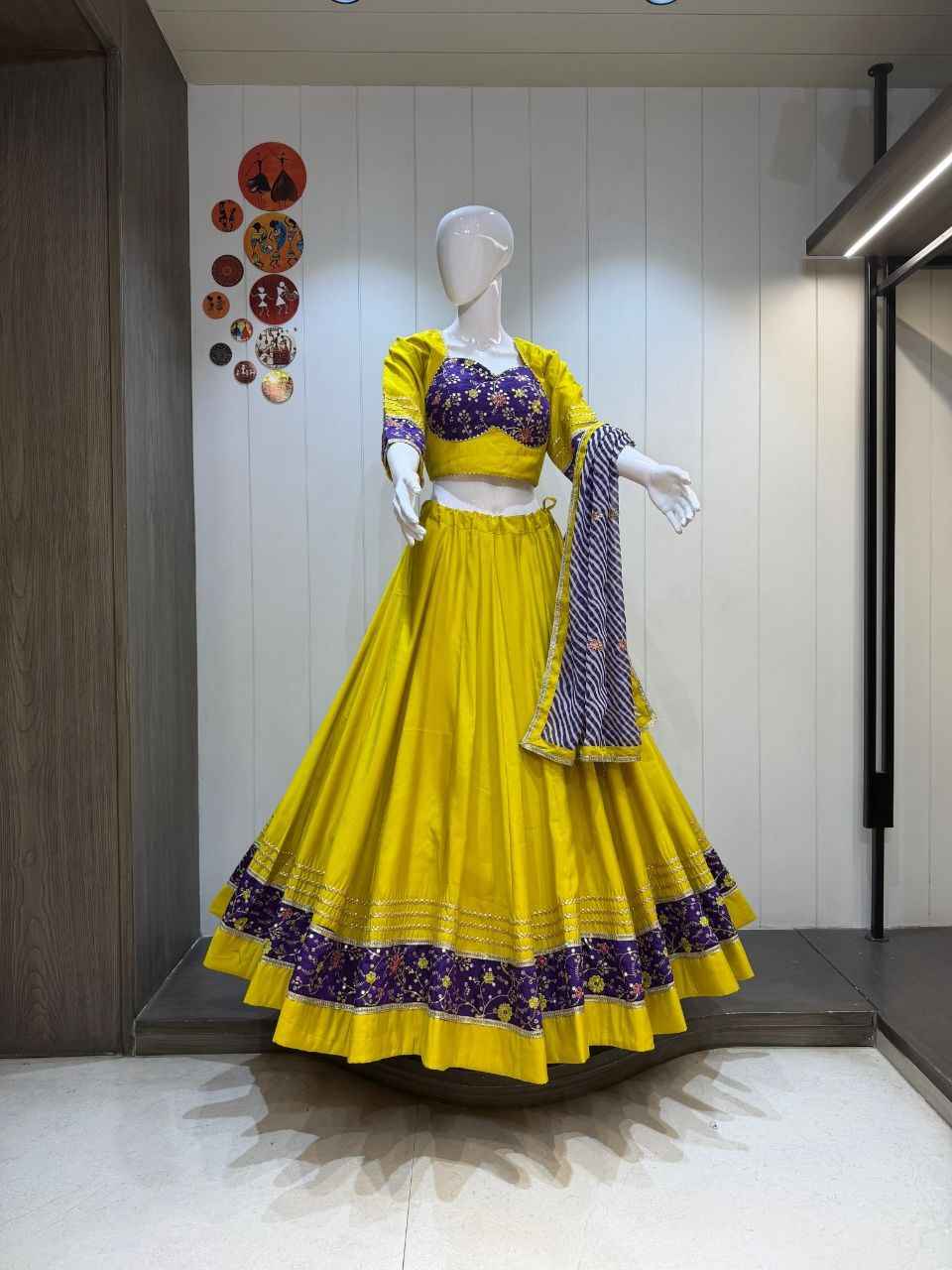 Yellow & Purple Kali Pattern Garba Chaniya Choli for Women