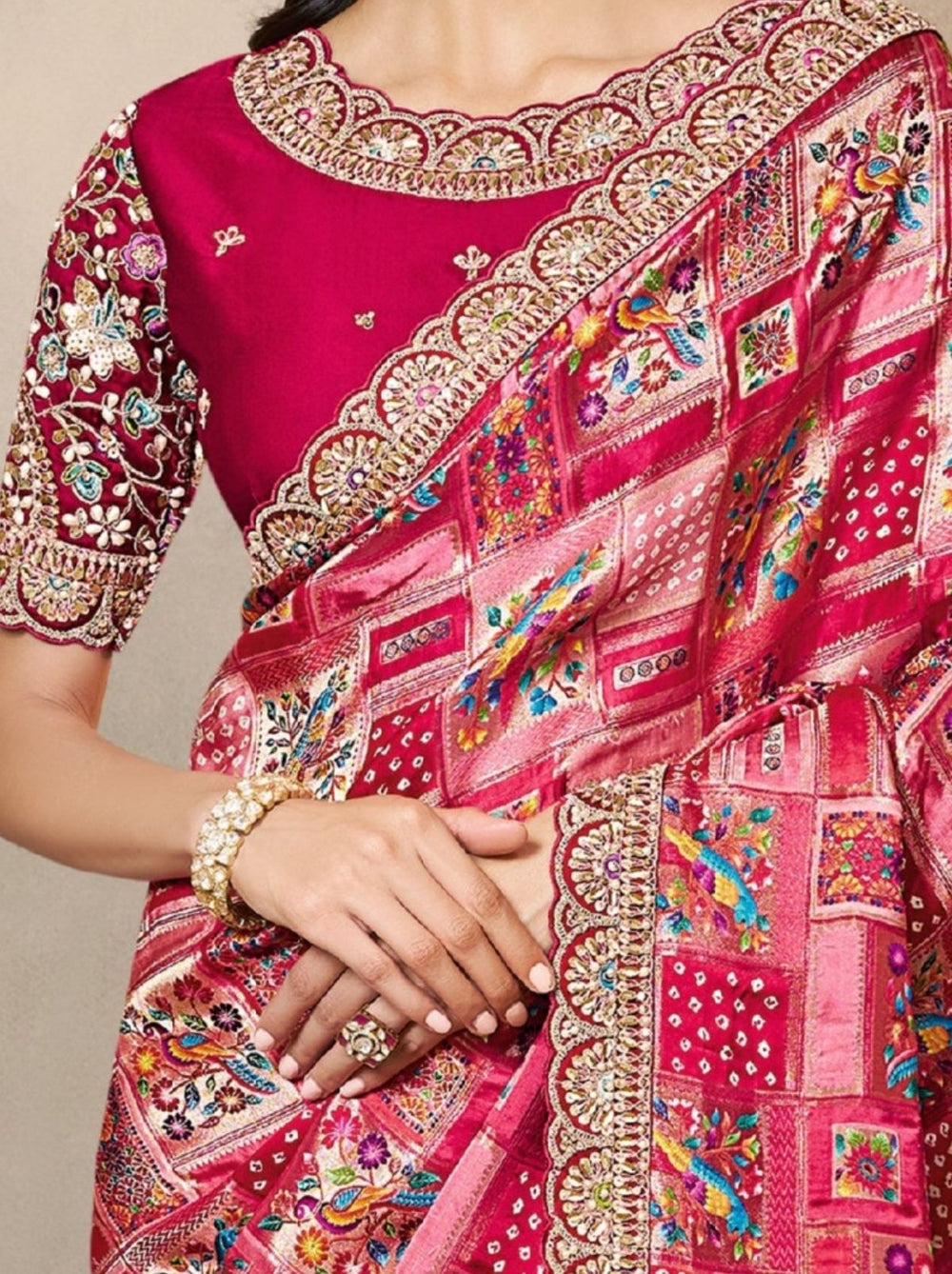 Magenta Pink Premium Gajji Silk Wedding Saree
