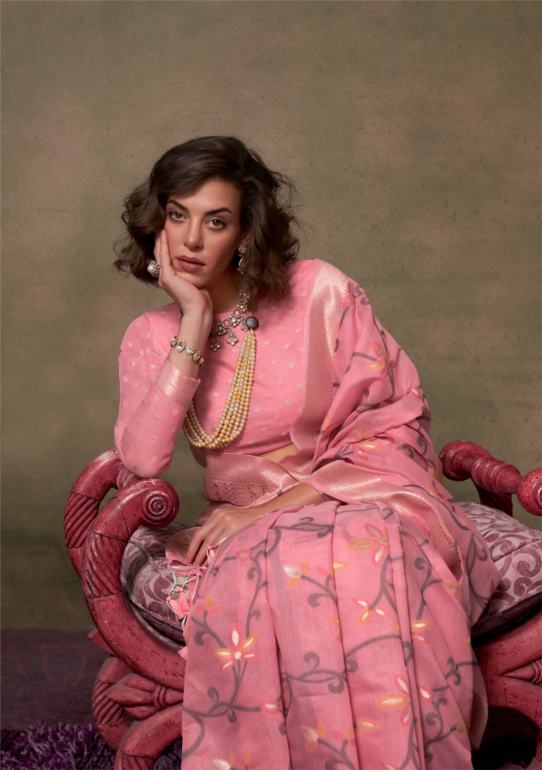 Beautiful Designer Festive Wear Jamadani Handwoven Cotton Saree