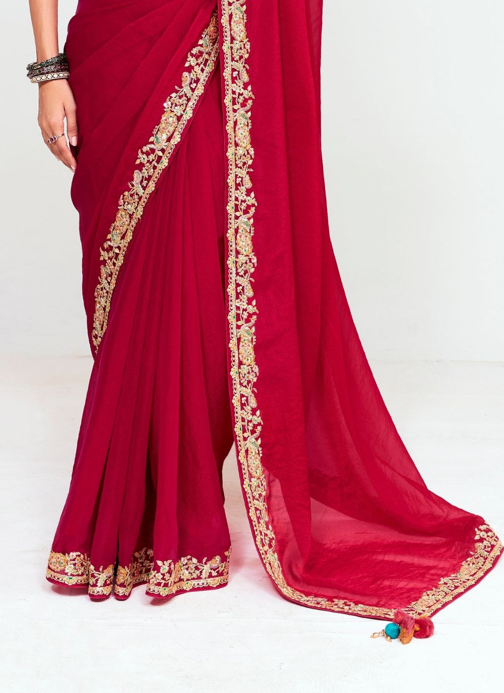 Red Pure Soft Fancy Febric Party Wear Premium Saree