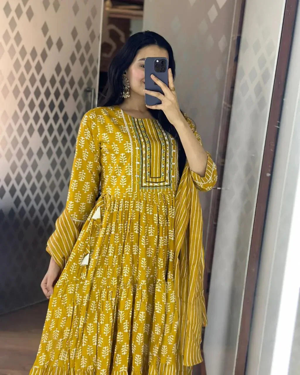 Beautiful Party Wear Cotton Anarkali Suit - Anant Exports